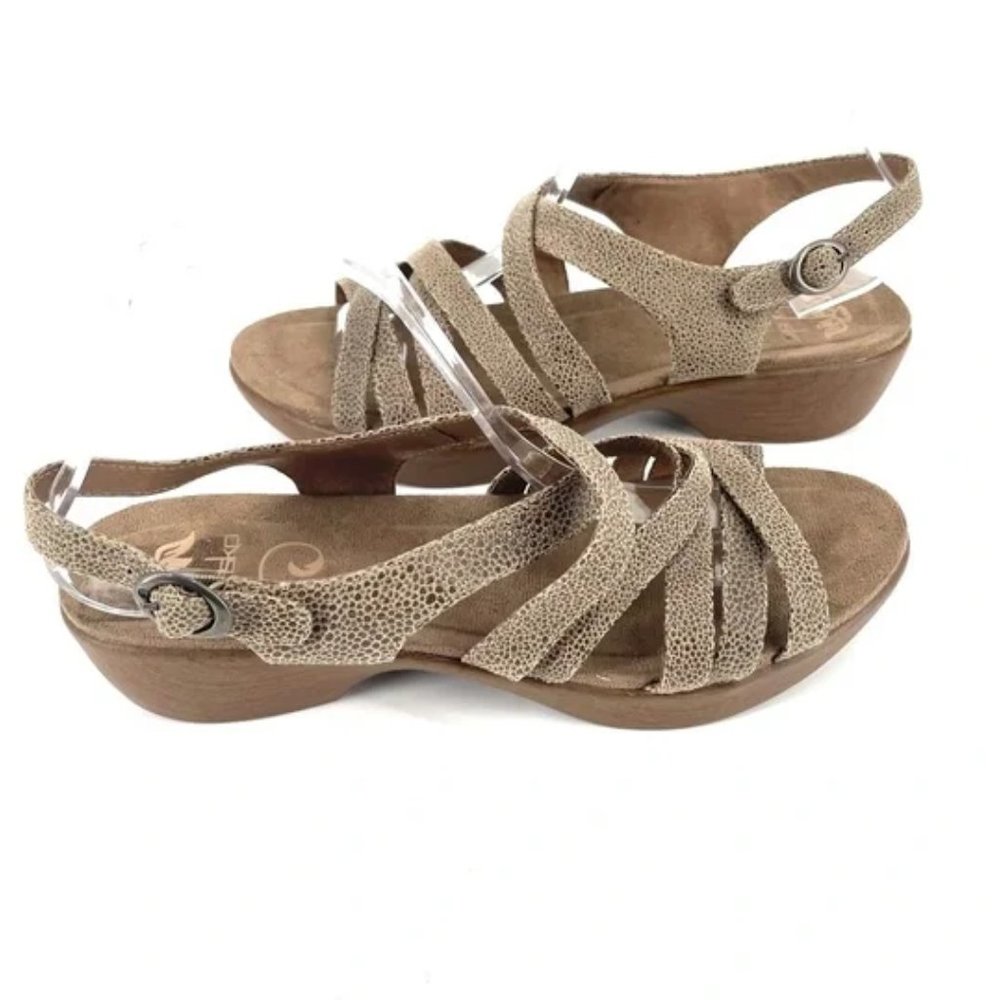 Dansko Taupe Ice Leather Strappy Sandals size 41